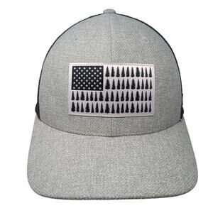 Columbia Tree Flag Fitted Trucker Hat Gray Medium Embroidered Mesh Back 6 Panel